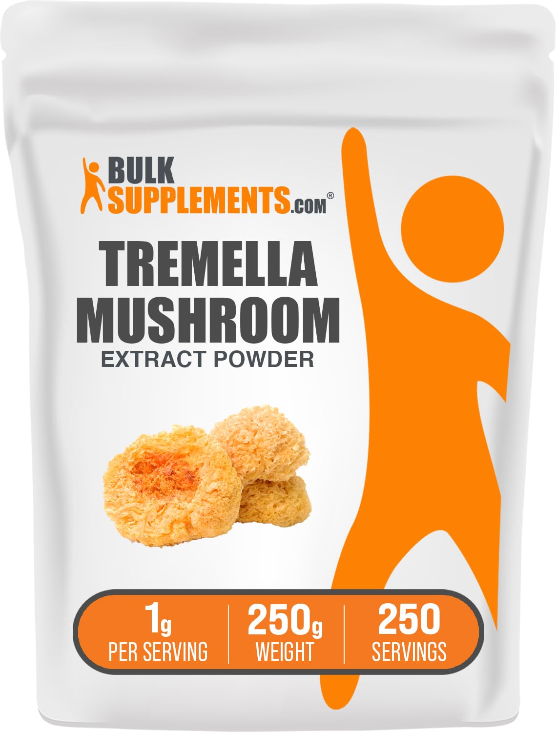 BulkSupplements Tremella Mushroom Extract bottle front view for daily vegan nutrition