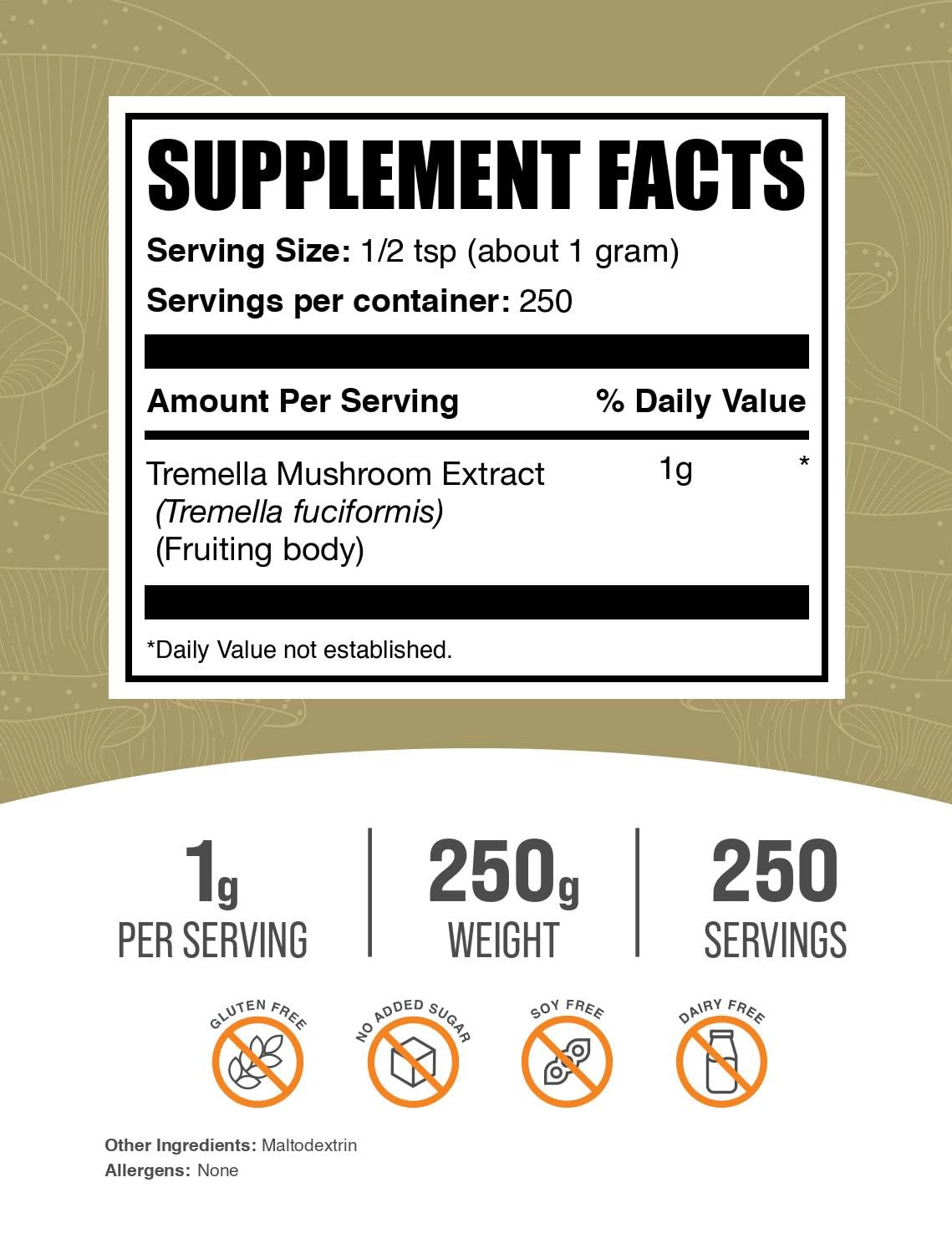 Tremella Mushroom Extract powder with scoop ready to blend into smoothies