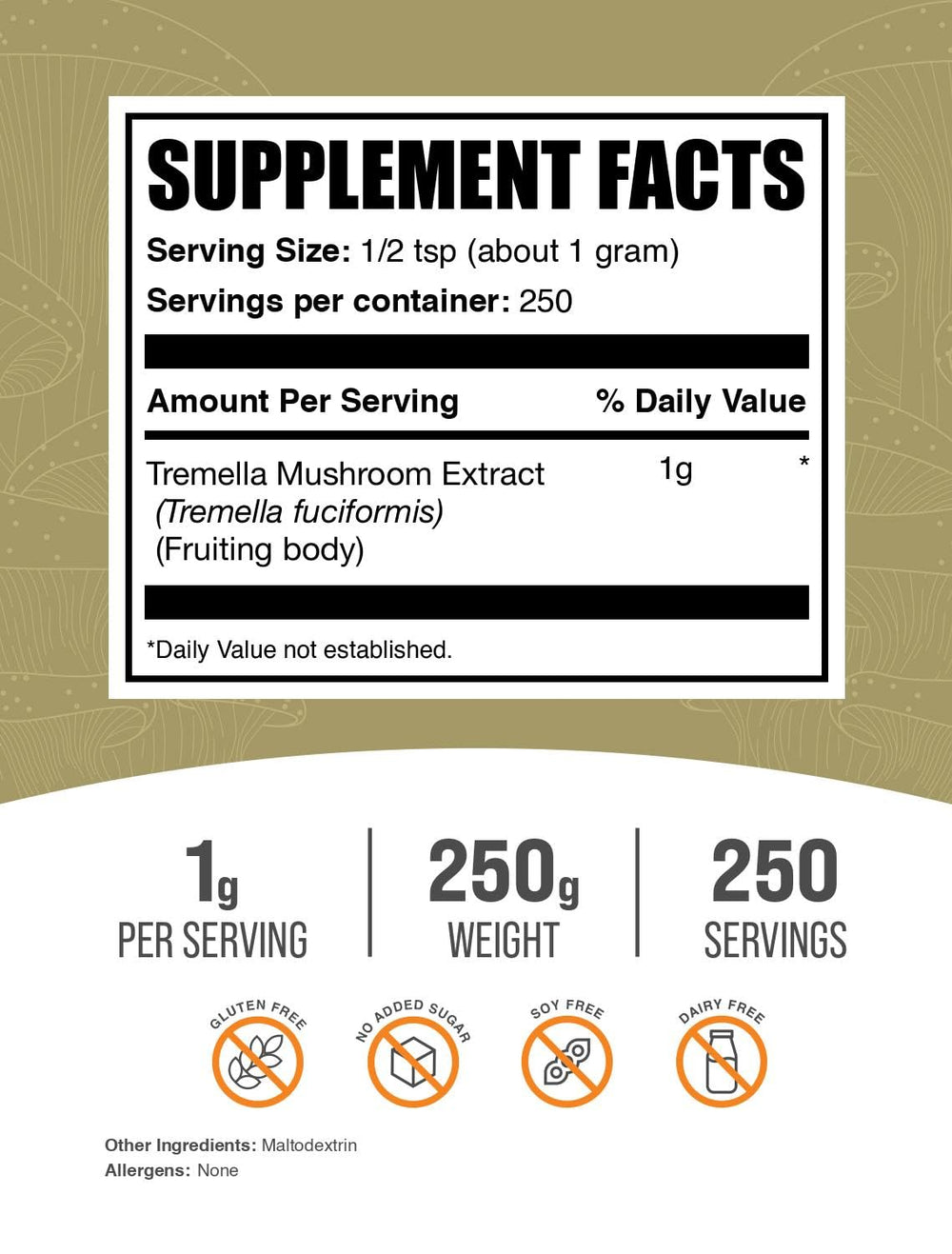 Tremella Mushroom Extract powder with scoop ready to blend into smoothies