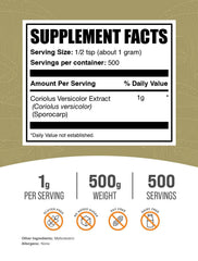 BulkSupplements Turkey Tail powder scoop ideal for smoothies and meals.