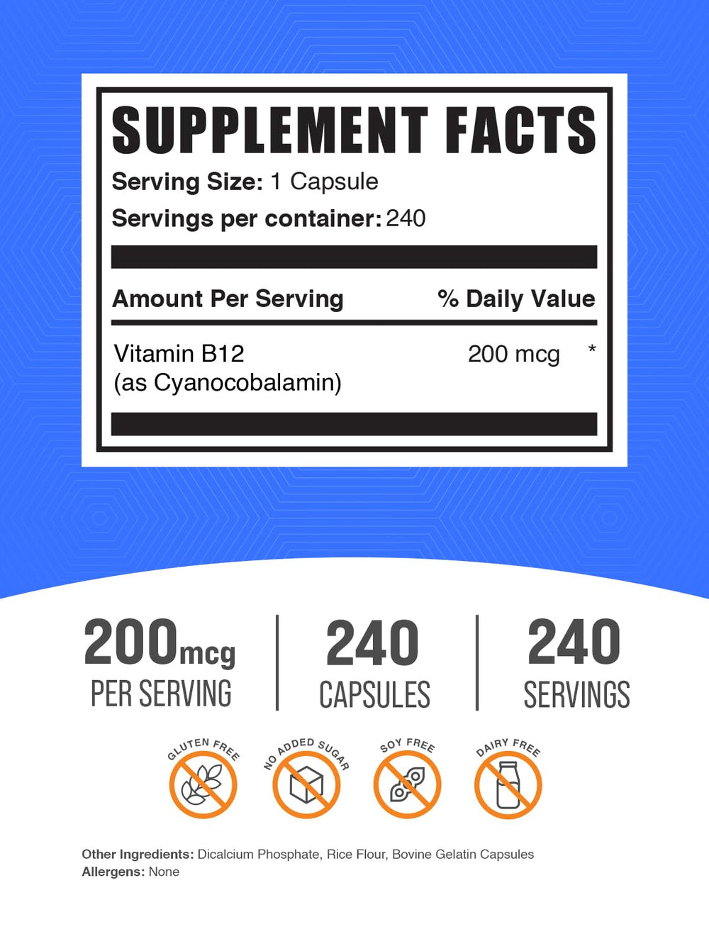 BulkSupplements Vitamin B12 capsules closeup of the smooth, easy-to-swallow form