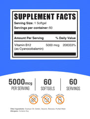 Closeup of BulkSupplements B12 softgels, easy to swallow during busy mornings