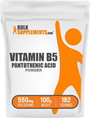 BulkSupplements Vitamin B5 powder in calcium pantothenate jar supports daily wellness.
