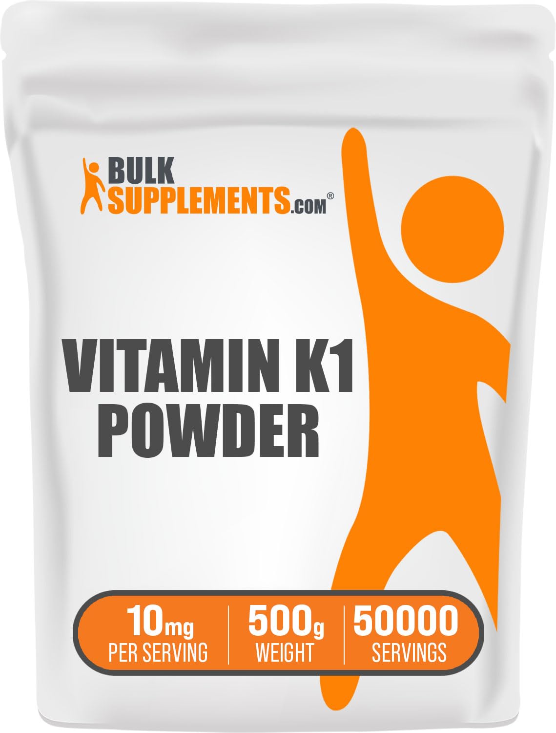 BulkSupplements Vitamin K1 powder bottle front showing label for bone support.