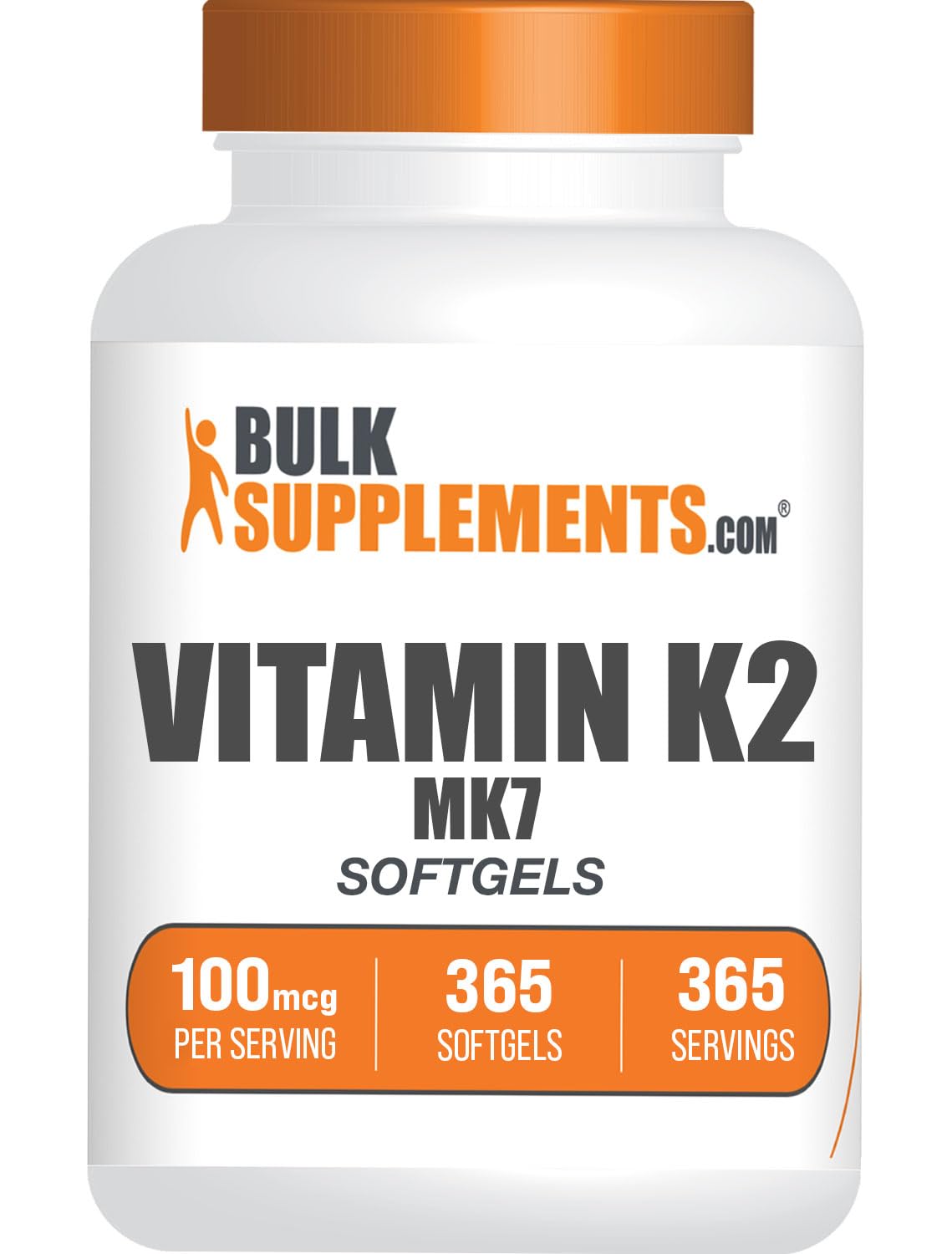 BulkSupplements Vitamin K2 MK7 softgels bottle for convenient daily intake