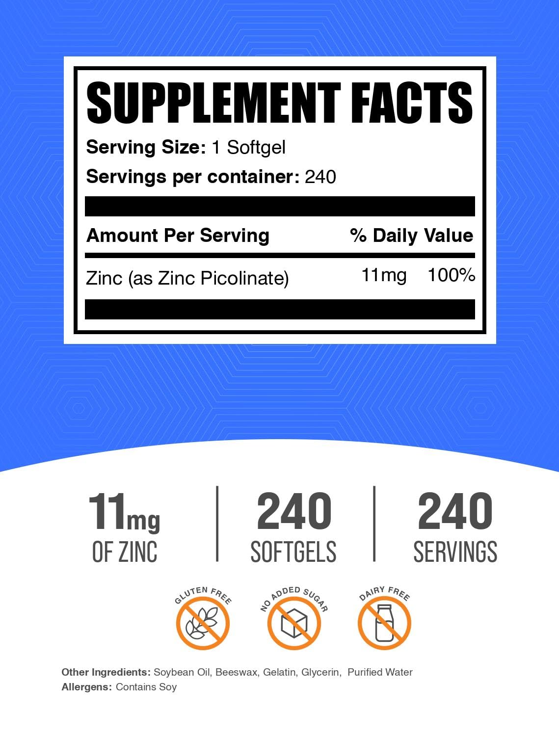 BulkSupplements Zinc Picolinate softgel close-up highlighting capsule