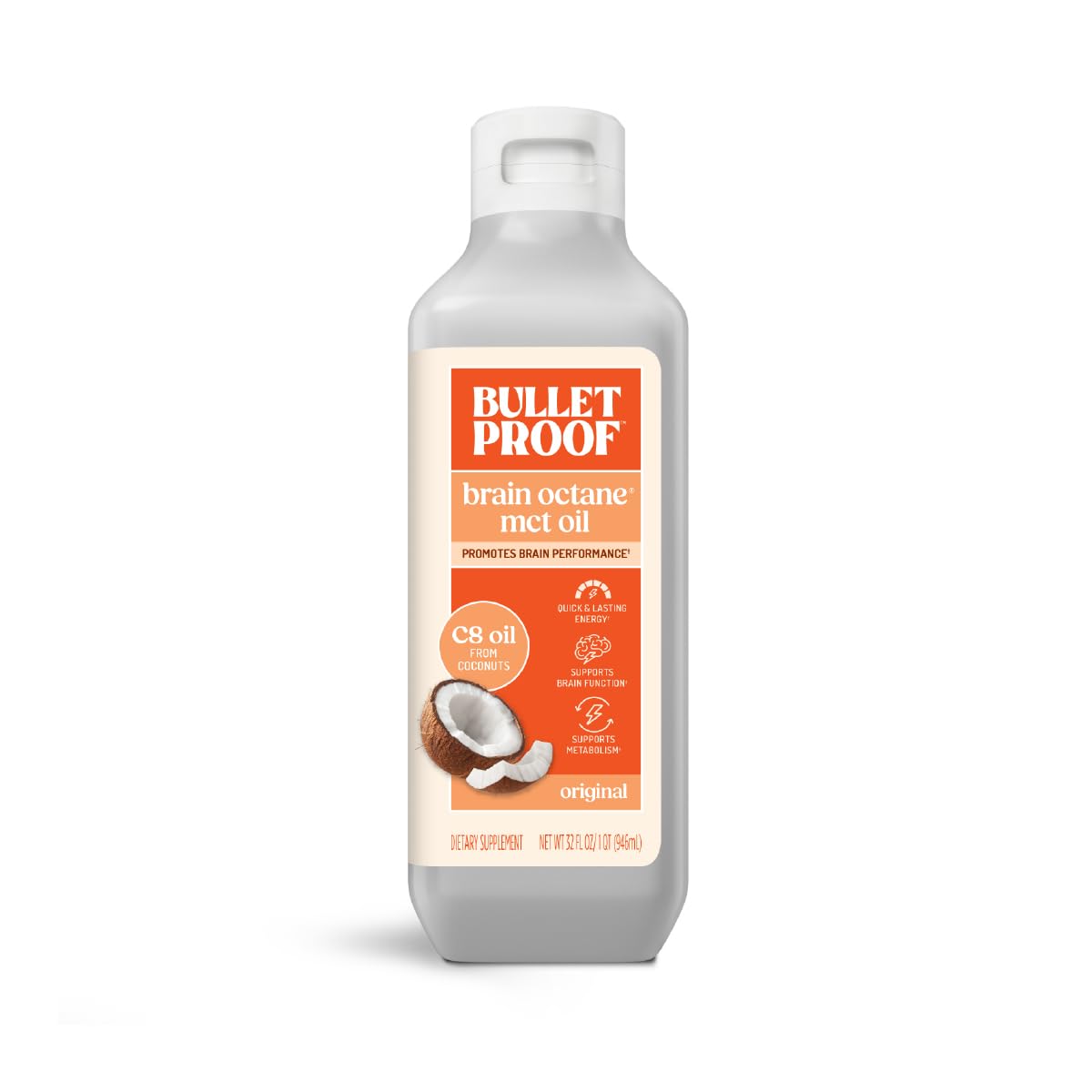Bulletproof Brain Octane C8 MCT Oil bottle ready for an energy boost