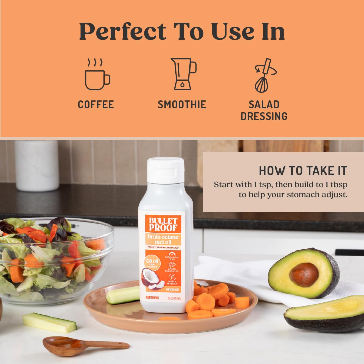 Brain Octane C8 MCT Oil in smoothie for steady energy