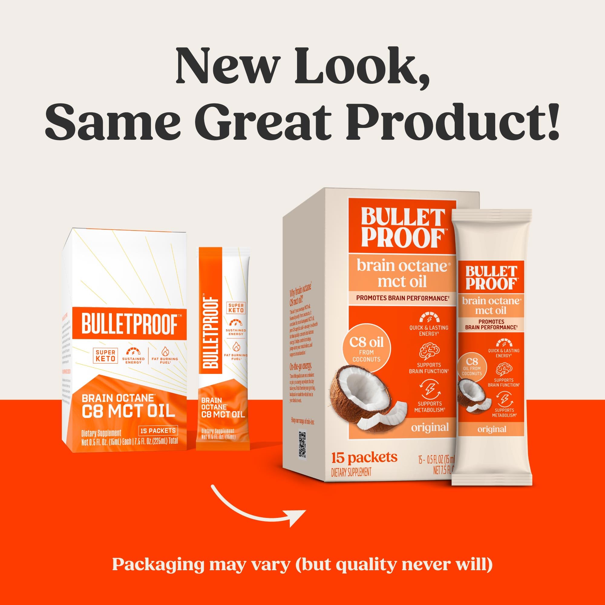 Bulletproof Brain Octane packets individually arranged for on-the-go energy