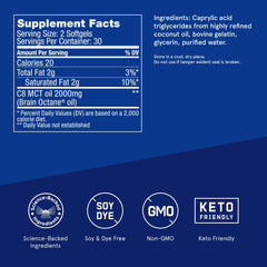 Capsules close-up highlighting pure C8 MCT oil for mental focus