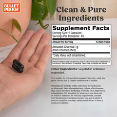 Bulletproof activated charcoal pours from bottle for on-the-go relief