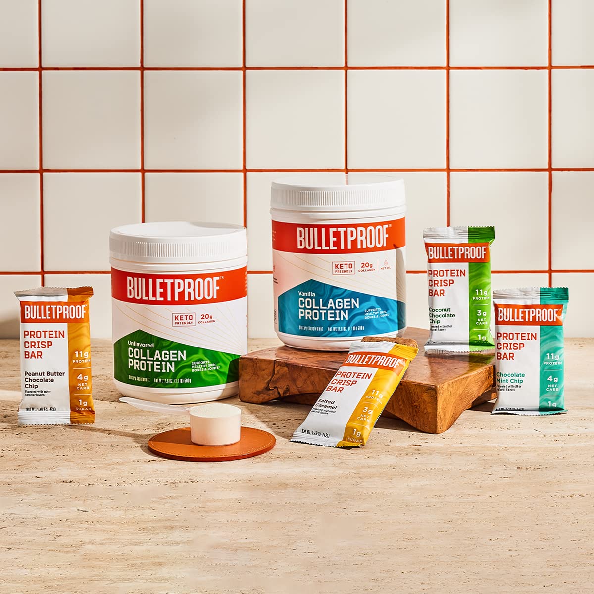 Bulletproof bars break-open image demonstrates crisp bar texture for convenient snacking