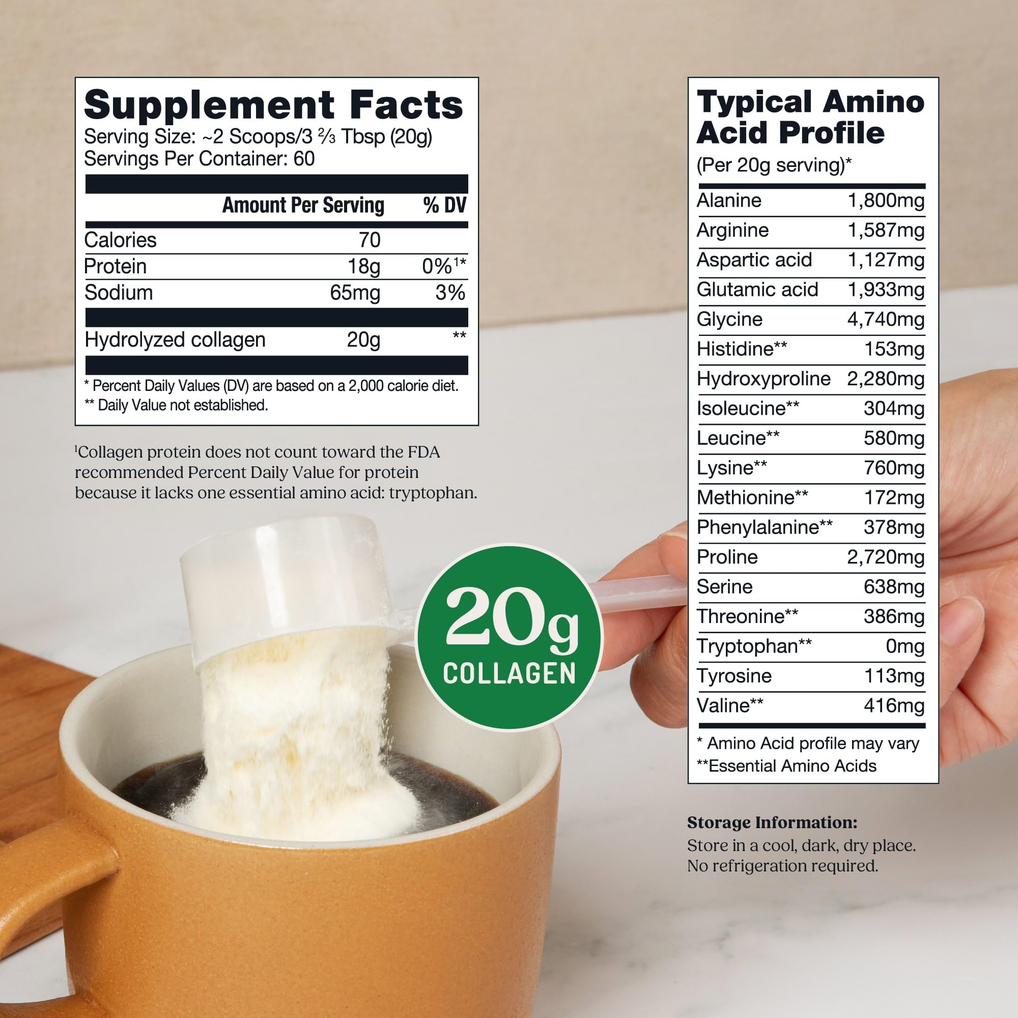 Bulletproof collagen peptides in coffee image highlights simple daily boost.