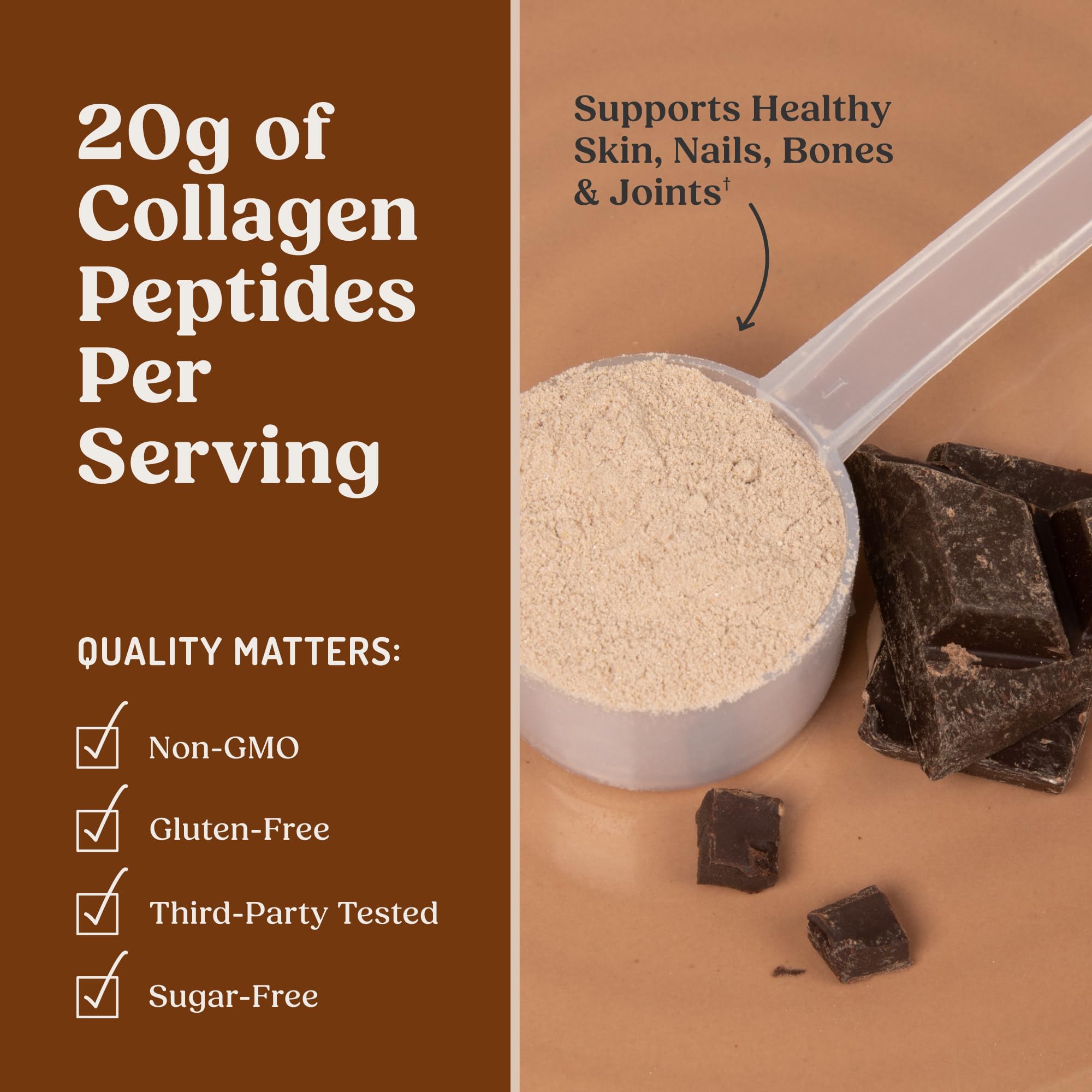 Bulletproof Chocolate Collagen Peptides ingredients list with MCT Oil.