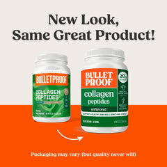 Bulletproof collagen peptides scoop with powder for easy daily protein intake.