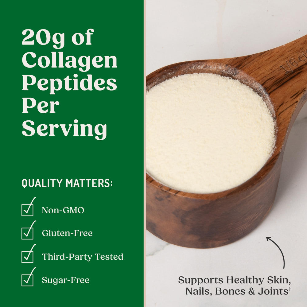 Bulletproof collagen powder added to soup for versatile use.
