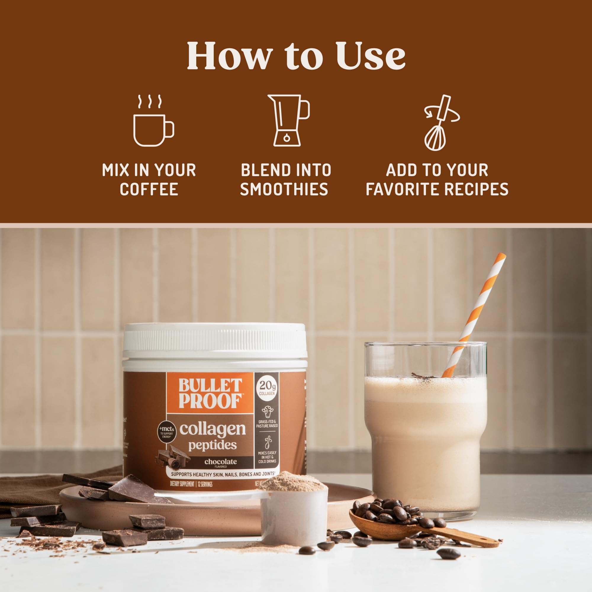 Bulletproof Grass-Fed Collagen Sourcing emphasizes pasture-raised ingredients.
