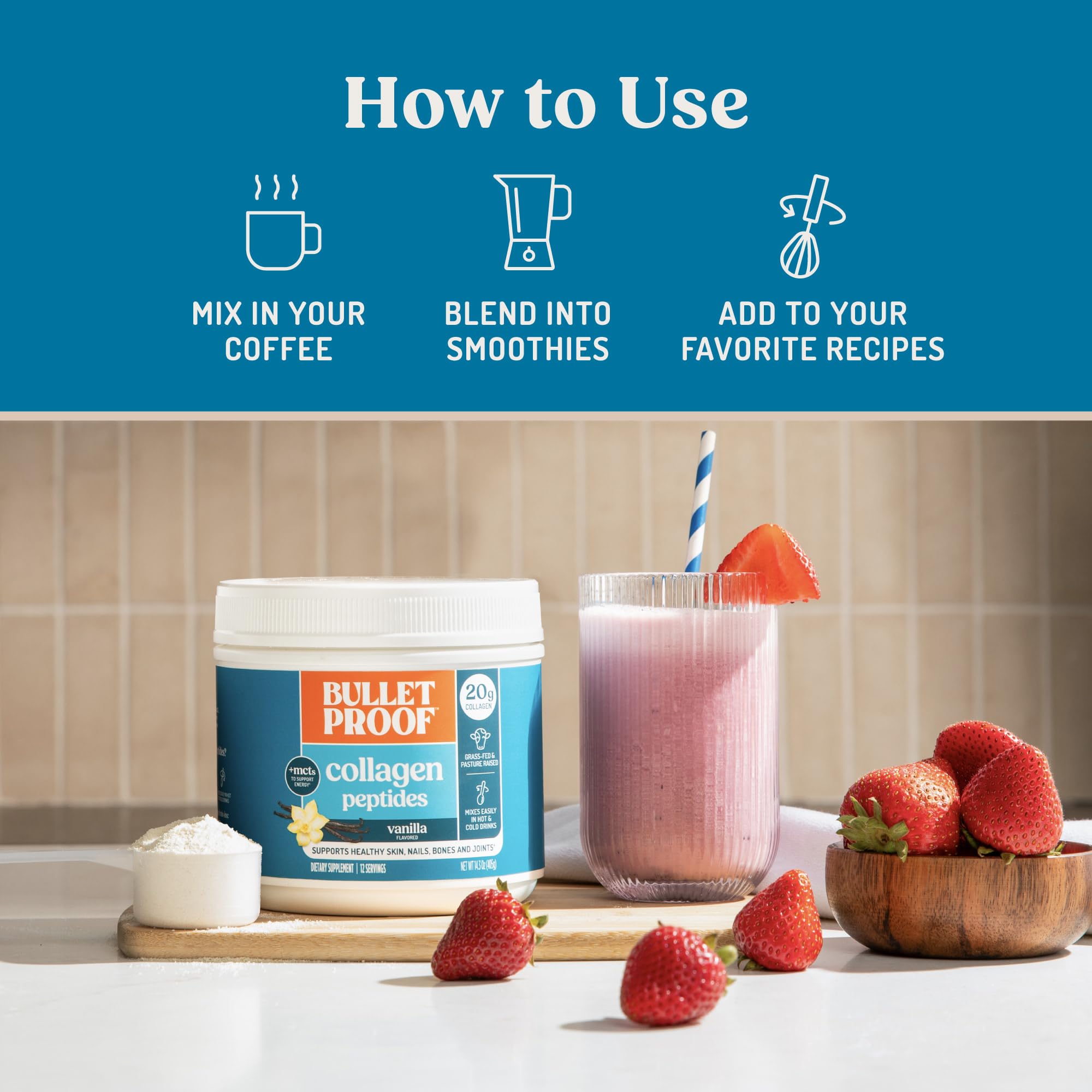 Grass-fed source label displayed with clean ingredient list.