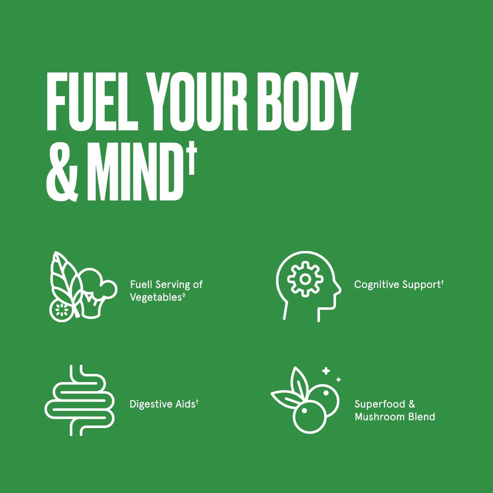 Bulletproof Greens digestive enzymes label highlights absorption support.