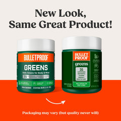 Bulletproof Greens measuring scoop highlighting convenient daily serving.