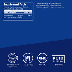 Bulletproof Magnesium Capsules label closeup highlighting magnesium citrate absorption