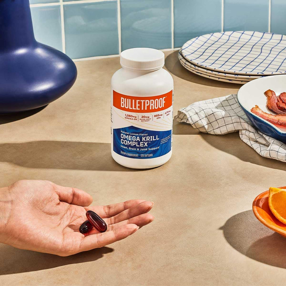 Bulletproof Softgels lemon flavor closeup, palatable daily omega-3 intake.