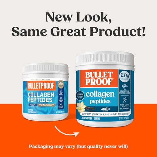 Bulletproof collagen jar on kitchen counter highlighting simple daily support.