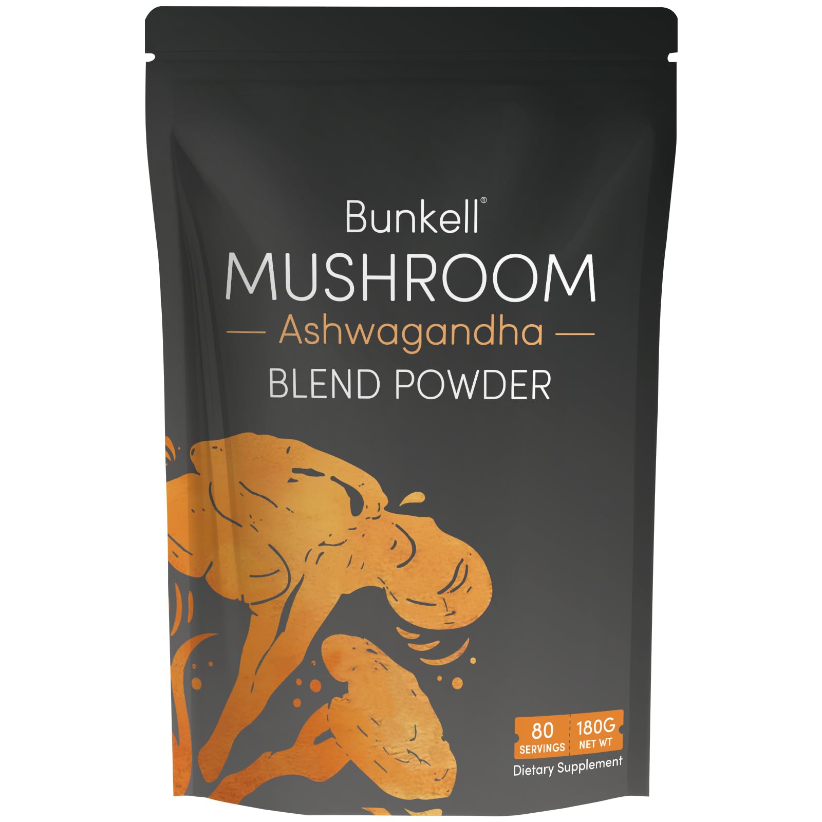 Bunkell mushroom powder steeping in hot water for a soothing drink.