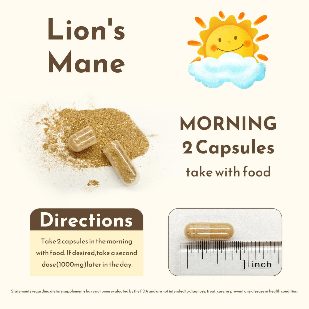 Bunkell Lion's Mane capsules with packaging visuals and product highlights.