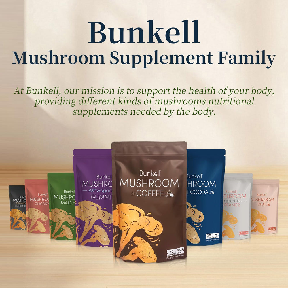 Bunkell Mushroom Coffee energy-boost setup ready for quick breaks.