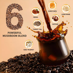 Bunkell Mushroom Coffee mushrooms and cup arranged for a wellness-forward routine.