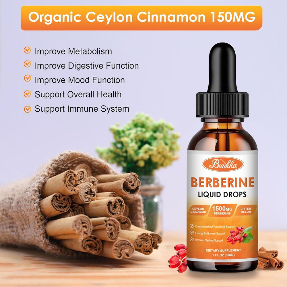 Bunkka Berberine Drops pineapple flavor close-up highlighting sugar-free taste