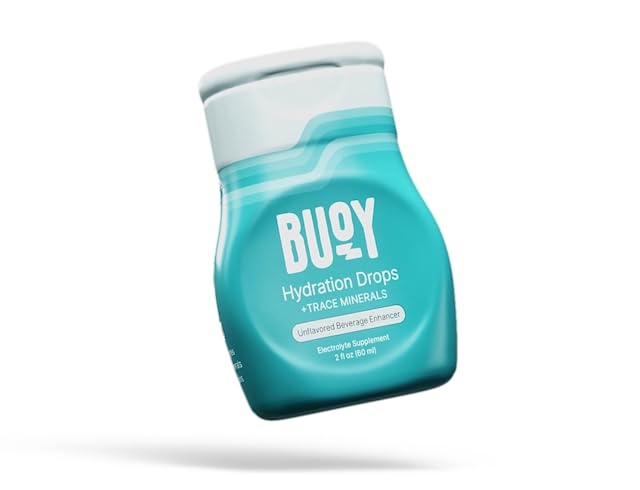 Buoy Electrolyte Drops unflavored bottle ready to mix with water or coffee for daily hydration