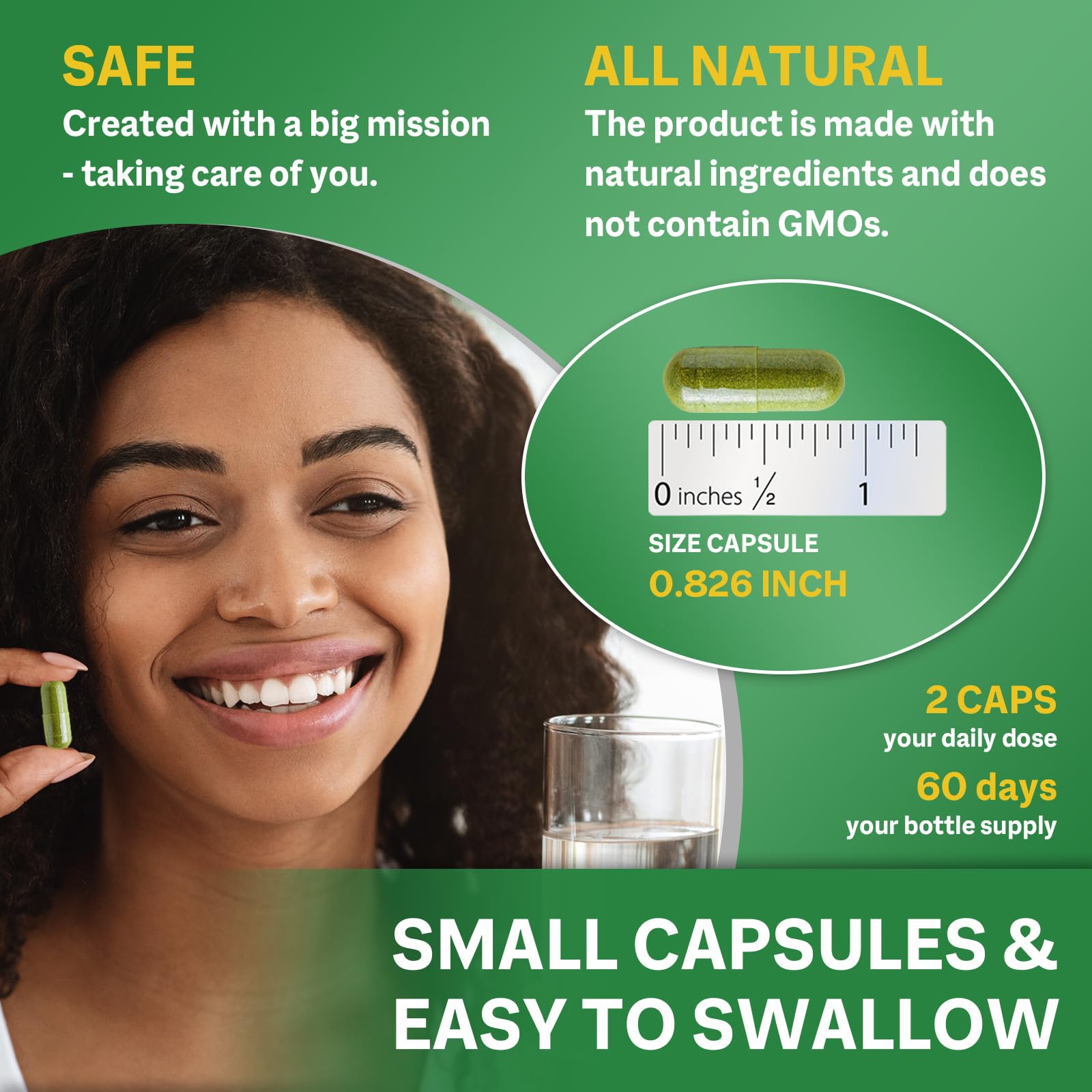 Buporai moringa capsules with serving scoop for two-capsule daily dose.