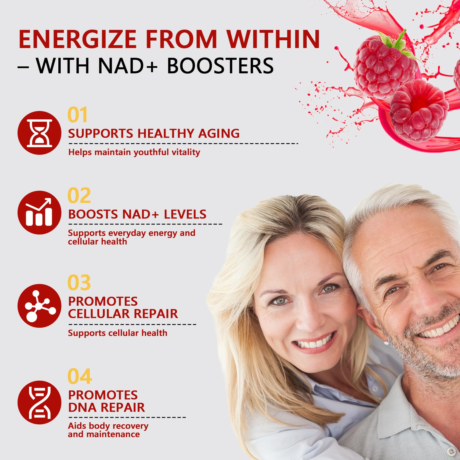 Buporai NAD with Resveratrol, Quercetin, and PQQ for antioxidant support.
