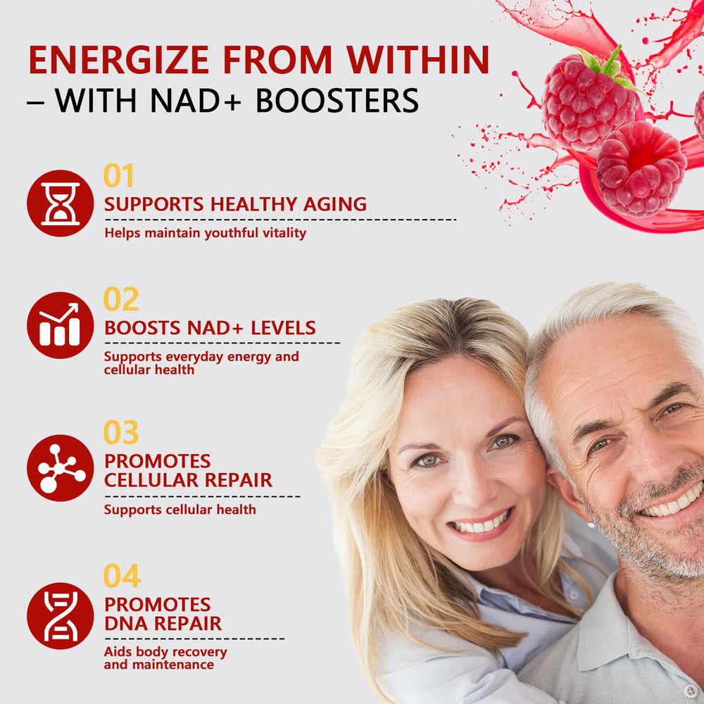 Buporai NAD with Resveratrol, Quercetin, and PQQ for antioxidant support.