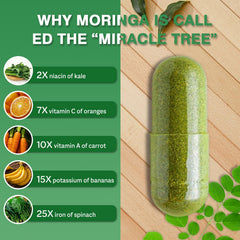 Buporai organic moringa leaves closeup as a natural antioxidant source.