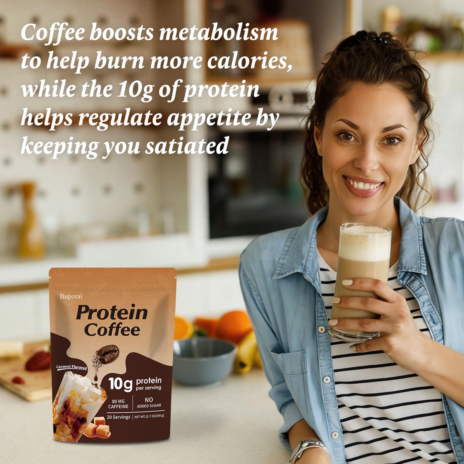 Buporai Protein Coffee Powder morning routine setup with mug