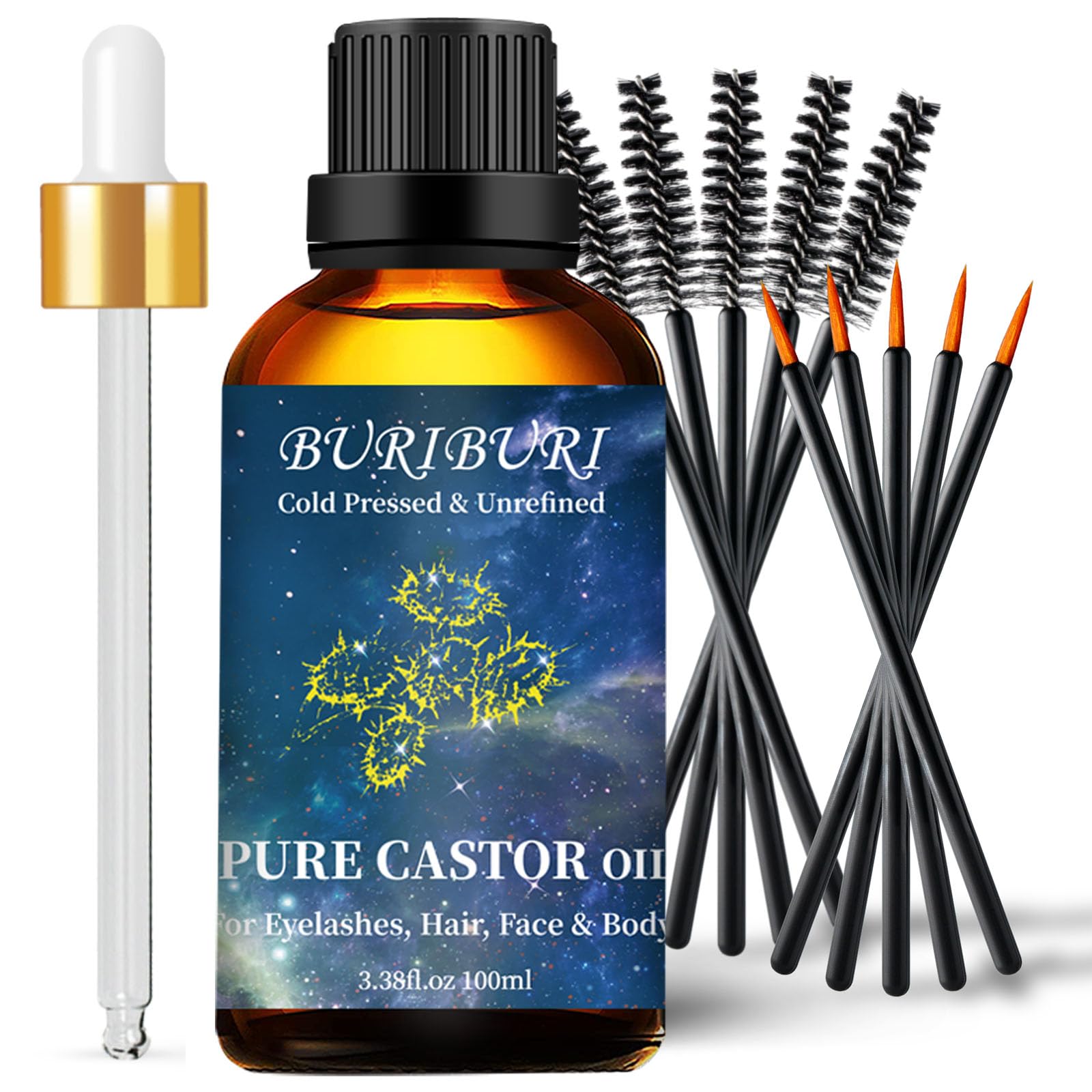 BURIBURI Castor Oil 100ml bottle showing pure oil for conditioning use