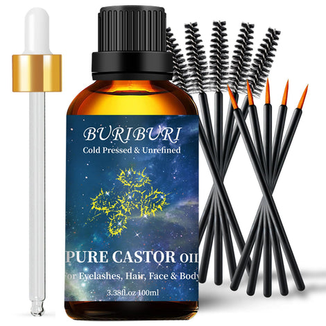 BURIBURI Castor Oil 100ml bottle showing pure oil for conditioning use