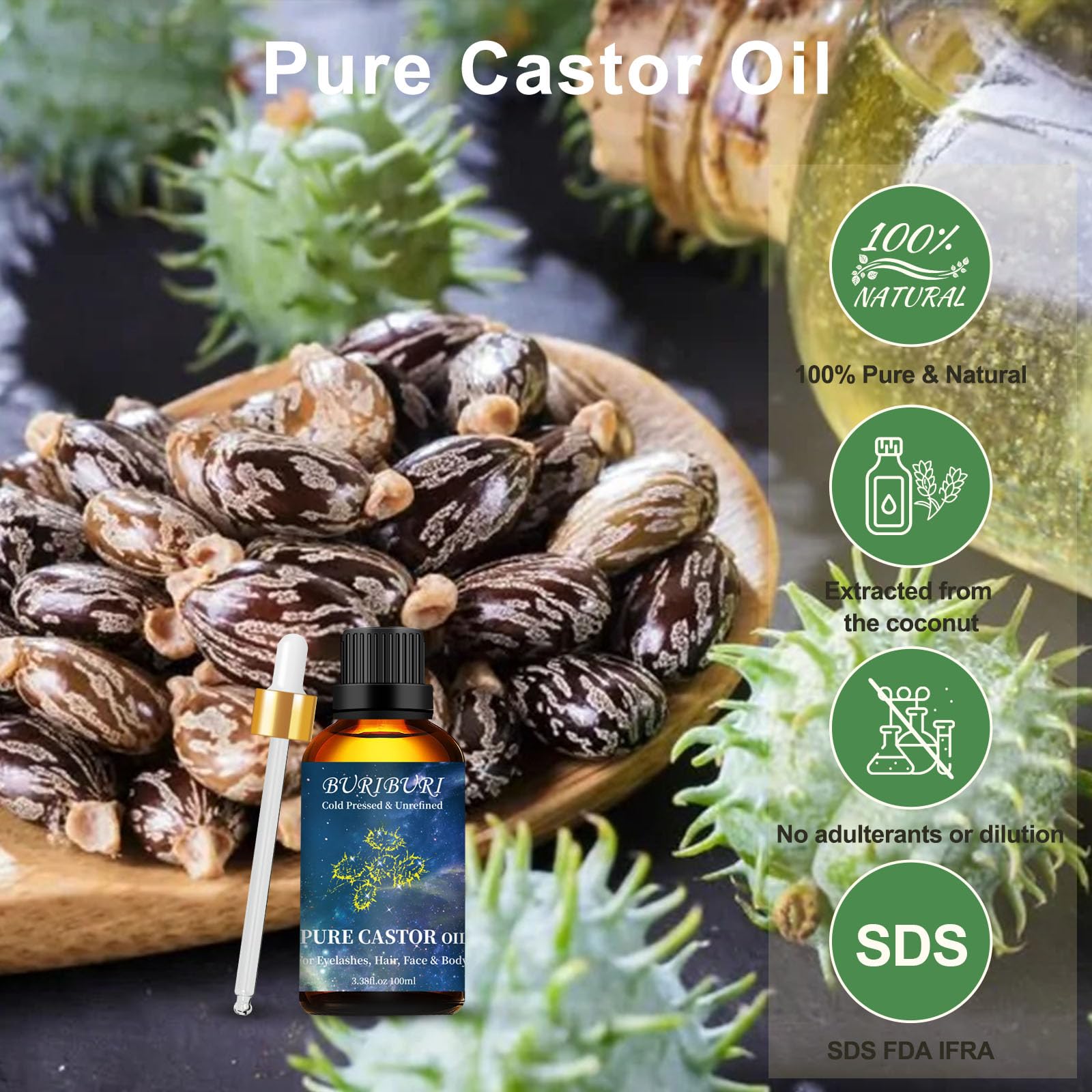 BURIBURI Castor Oil for brows and lashes supports conditioning