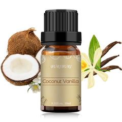 BURIBURI Coconut Vanilla essential oil in amber bottle for diffusers