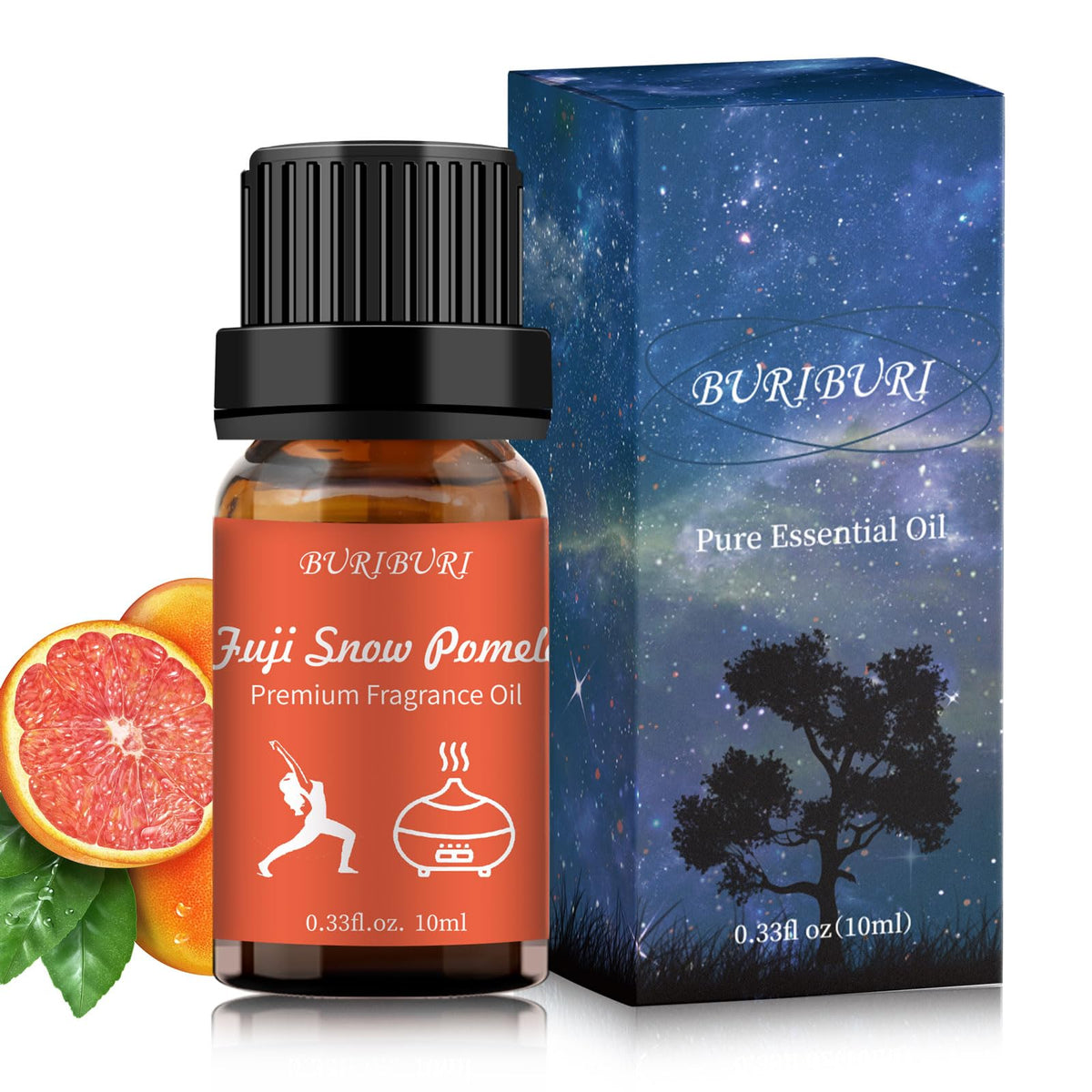 BURIBURI Fuji Snow Pomelo bottle showing hotel-grade citrus fragrance for refined spaces