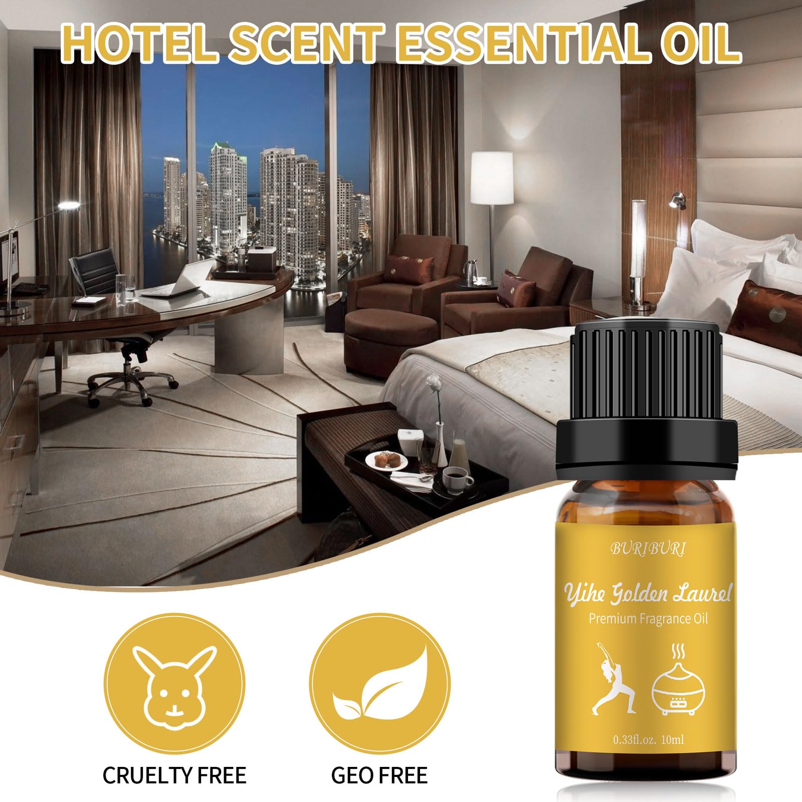 BURIBURI Hotel Scent top-notes image highlighting Osmanthus, apricot, and cinnamon for a welcoming aroma