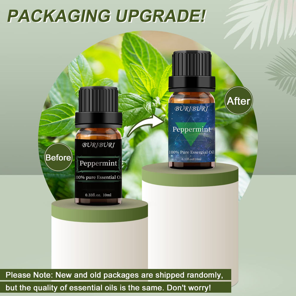 BURIBURI peppermint oil-diffuser aroma delivers refreshing, intense fragrance for rooms.