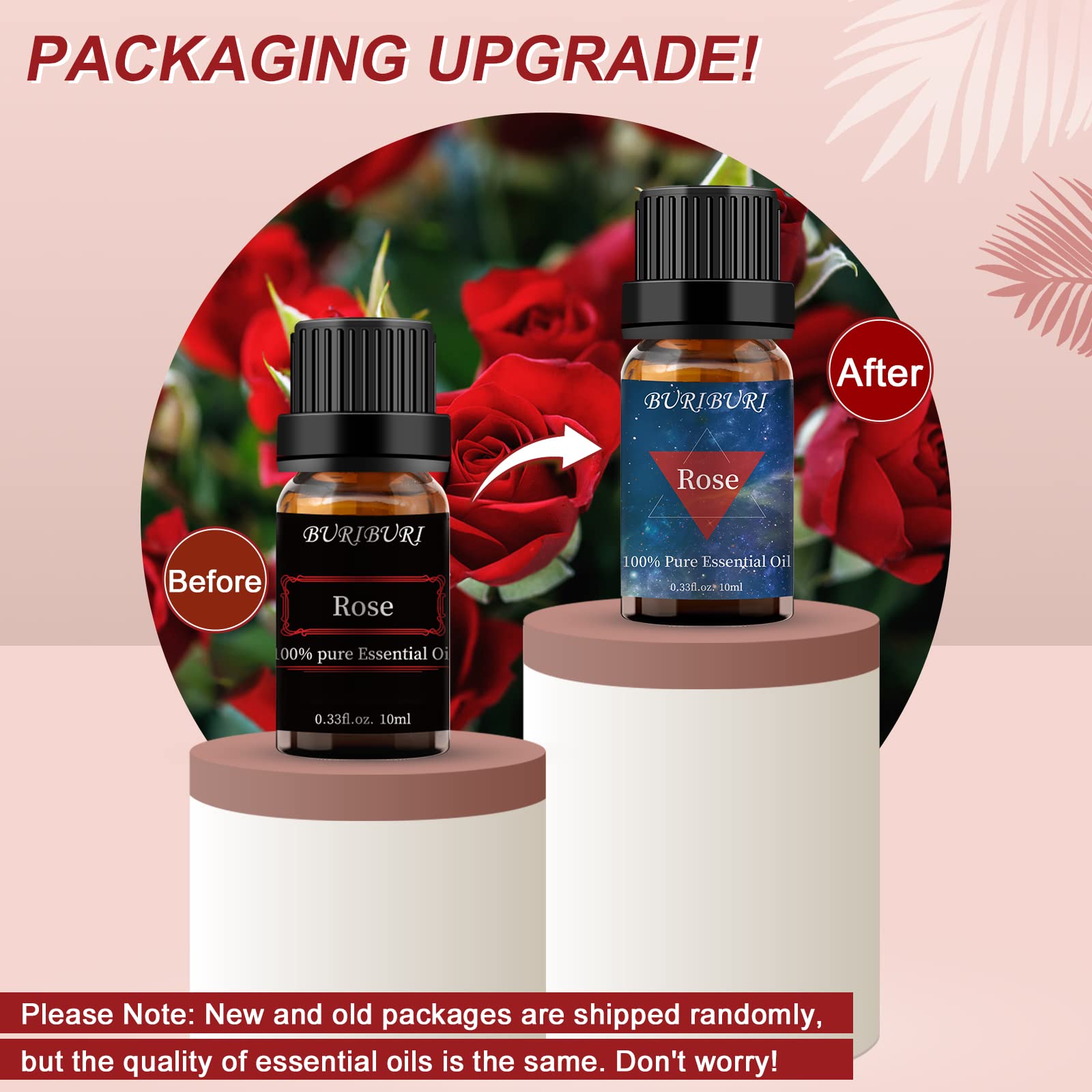 BURIBURI Rose oil blends with lavender and citrus for harmony.
