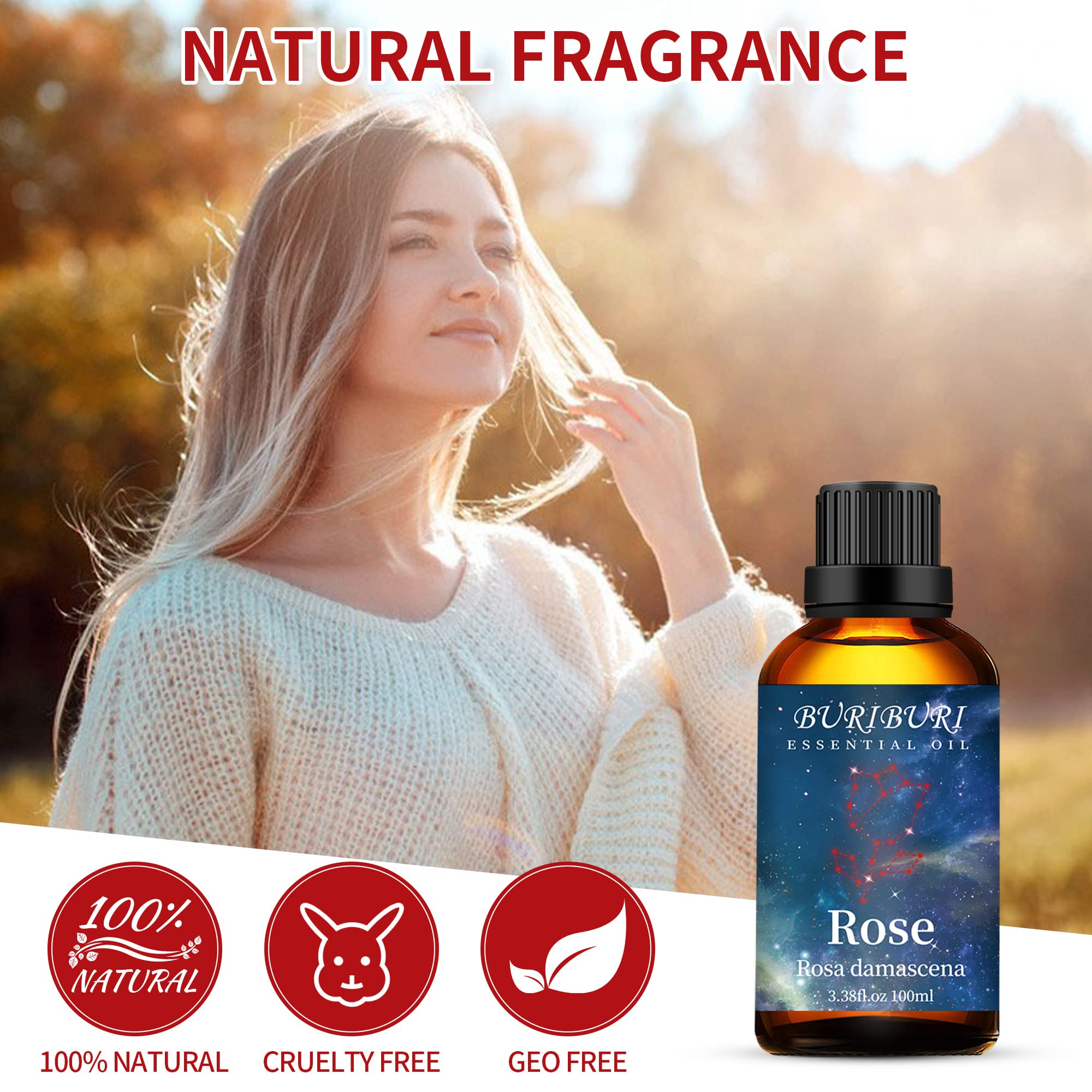 BURIBURI Rose Essential Oil blends well with lavender for calming aromas