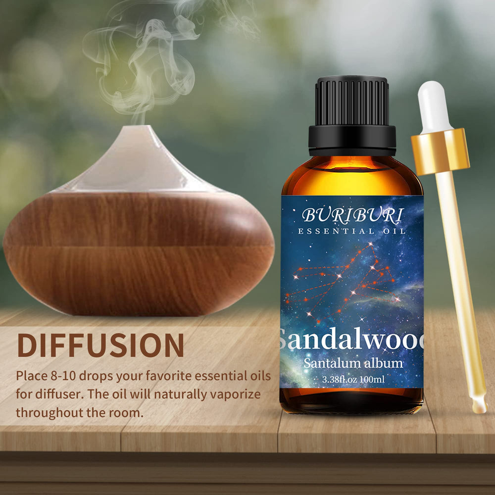 BURIBURI sandalwood oil ready for diffuser use and room fragrance.