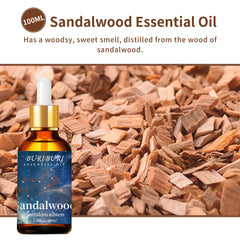 BURIBURI sandalwood oil pour shot showing simple aroma application.