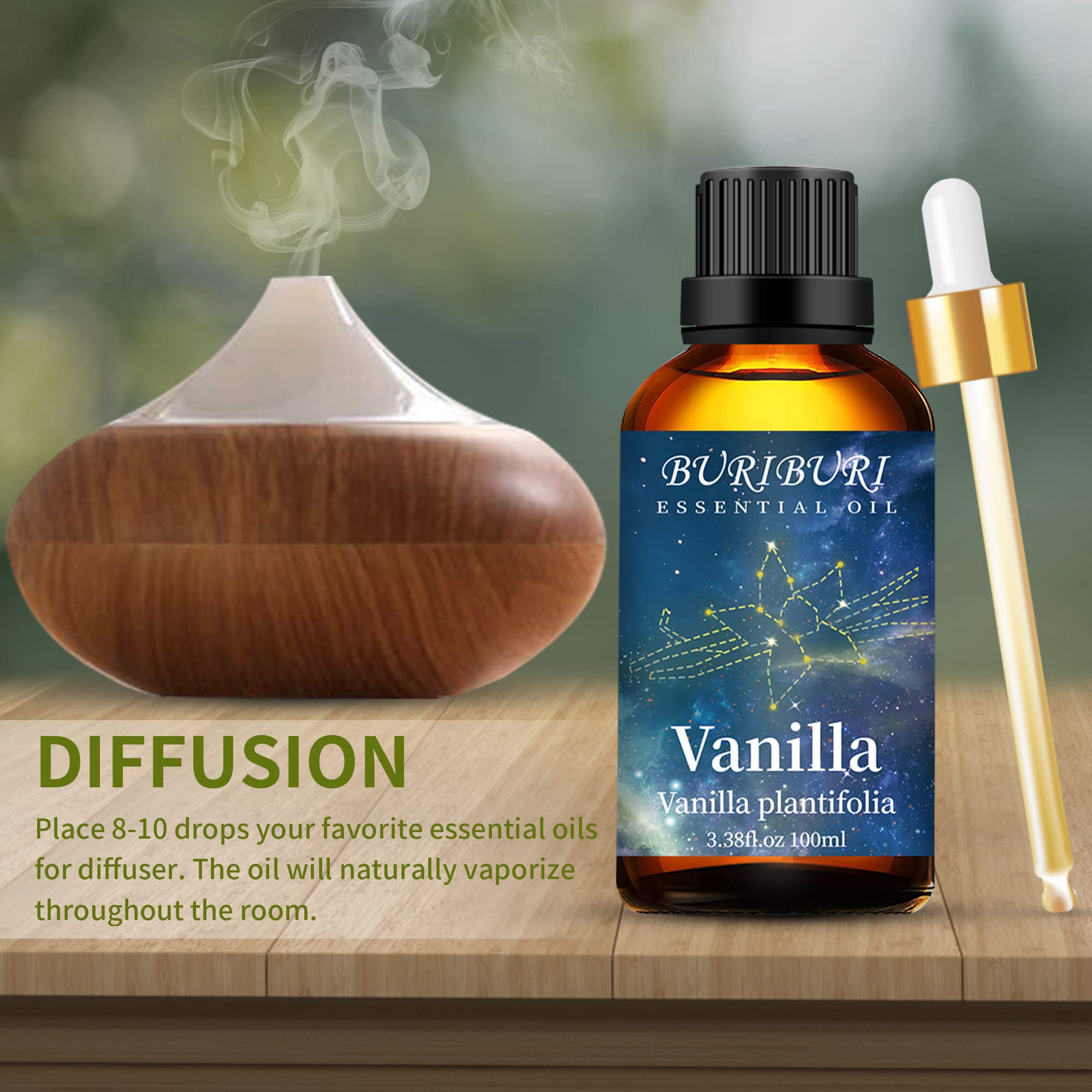 BURIBURI vanilla oil diffuser scene offering a warm, inviting aroma